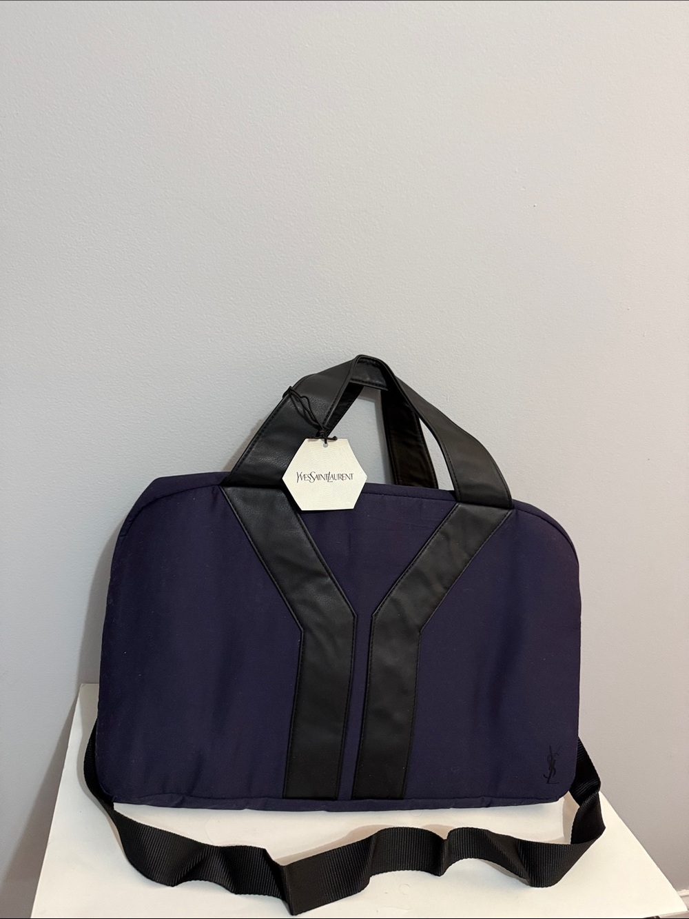 Yves Saint Laurent Navy and Black Canvas shoulder Bag